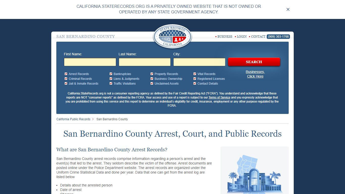 San Bernardino County Arrest, Court, and Public Records